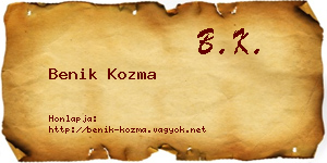 Benik Kozma névjegykártya